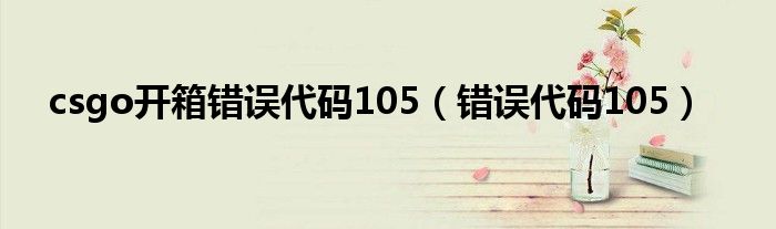 csgo开箱错误代码105(错误代码105)
