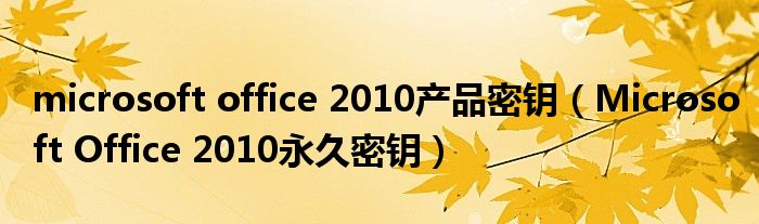 microsoft office 2010产品密钥(Microsoft Office 2010永久密钥)