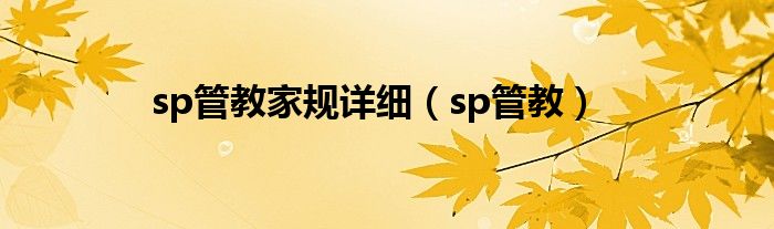 sp管教家规详细(sp管教)