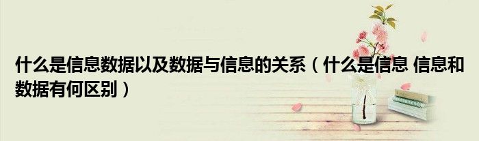 什么是信息数据以及数据与信息的关系(什么是信息 信息和数据有何区别)