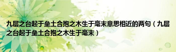 九层之台起于垒土合抱之木生于毫末意思相近的两句(九层之台起于垒土合抱之木生于毫末)
