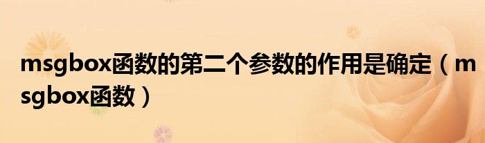 msgbox函数的第二个参数的作用是确定(msgbox函数)