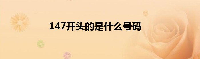 147开头的是什么号码
