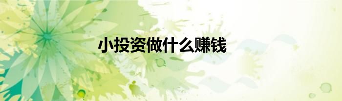 小投资做什么赚钱