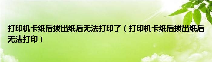 打印机卡纸后拔出纸后无法打印了(打印机卡纸后拔出纸后无法打印)