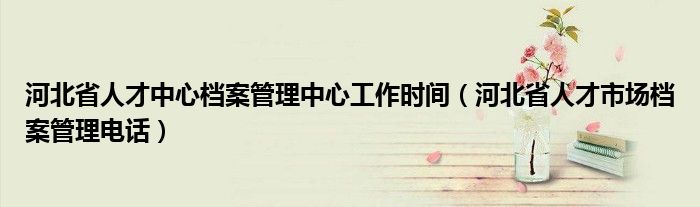 河北省人才中心档案管理中心工作时间(河北省人才市场档案管理电话)
