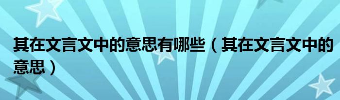 其在文言文中的意思有哪些(其在文言文中的意思)