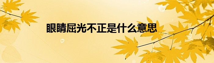 眼睛屈光不正是什么意思