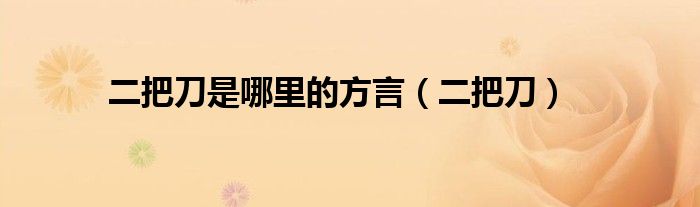 二把刀是哪里的方言(二把刀)