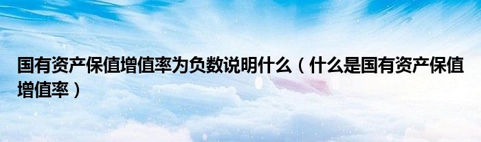 国有资产保值增值率为负数说明什么(什么是国有资产保值增值率)