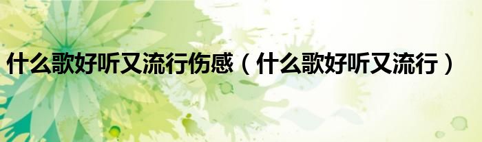 什么歌好听又流行伤感(什么歌好听又流行)
