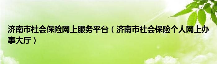 济南市社会保险网上服务平台（济南市社会保险个人网上办事大厅）