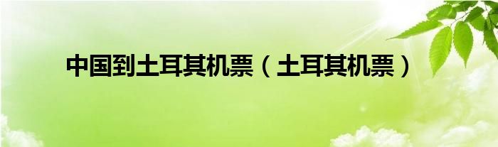 中国到土耳其机票（土耳其机票）