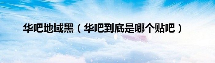 华吧地域黑(华吧到底是哪个贴吧)
