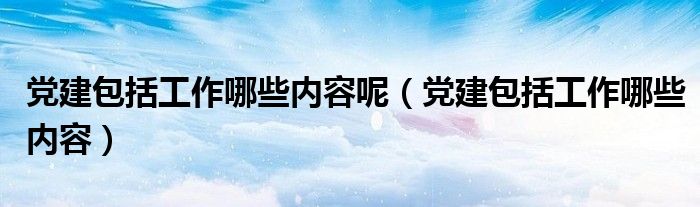 党建包括工作哪些内容呢(党建包括工作哪些内容)