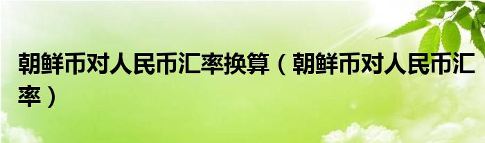 朝鲜币对人民币汇率换算(朝鲜币对人民币汇率)