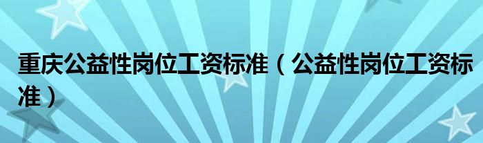 重庆公益性岗位工资标准(公益性岗位工资标准)