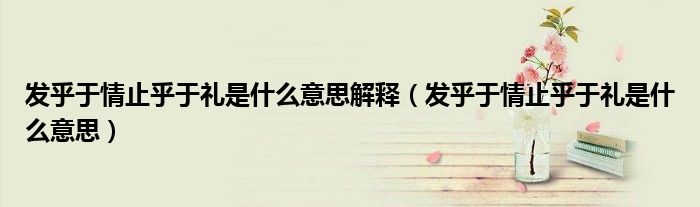 发乎于情止乎于礼是什么意思解释(发乎于情止乎于礼是什么意思)