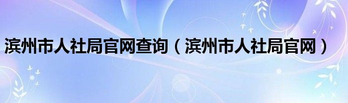 滨州市人社局官网查询(滨州市人社局官网)