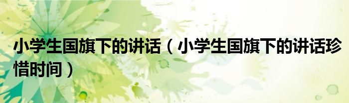 小学生国旗下的讲话(小学生国旗下的讲话珍惜时间)