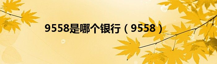 9558是哪个银行(9558)