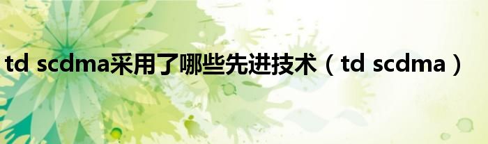 td scdma采用了哪些先进技术(td scdma)
