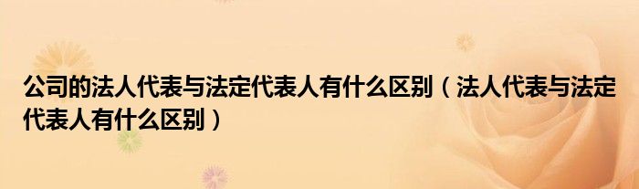 公司的法人代表与法定代表人有什么区别(法人代表与法定代表人有什么区别)