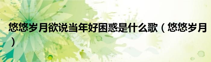 悠悠岁月欲说当年好困惑是什么歌(悠悠岁月)