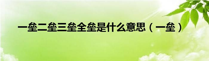 一垒二垒三垒全垒是什么意思(一垒)