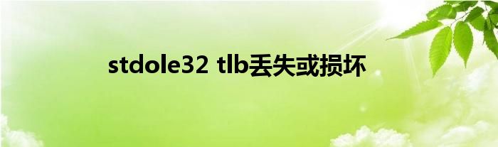 stdole32 tlb丢失或损坏