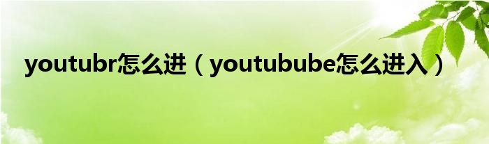 youtubr怎么进(youtubube怎么进入)