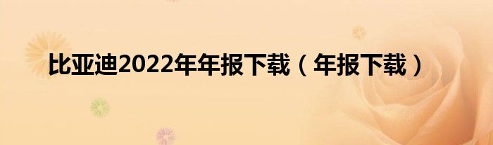 比亚迪2022年年报下载(年报下载)