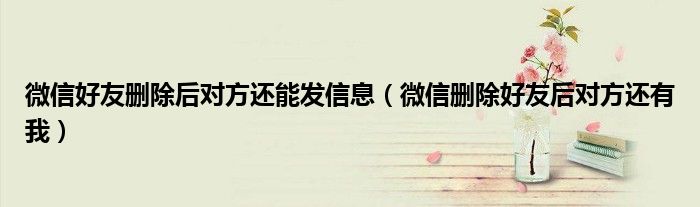微信好友删除后对方还能发信息(微信删除好友后对方还有我)