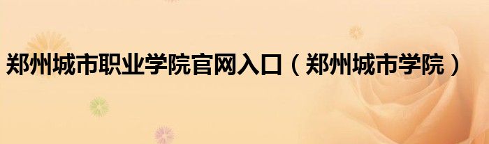 郑州城市职业学院官网入口(郑州城市学院)