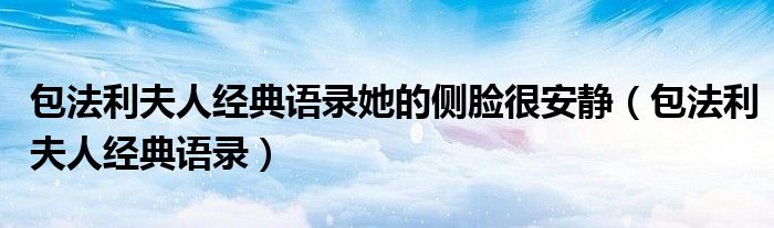 包法利夫人经典语录她的侧脸很安静(包法利夫人经典语录)