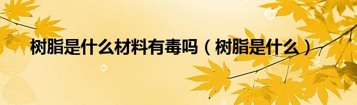 树脂是什么材料有毒吗(树脂是什么)