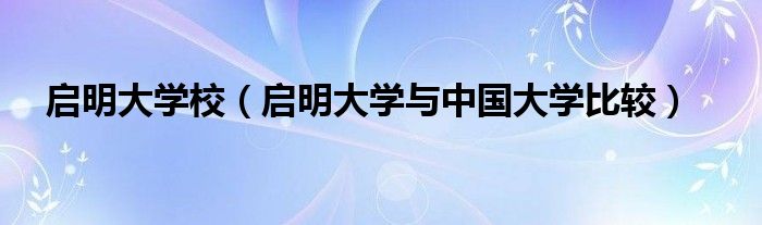 启明大学校(启明大学与中国大学比较)