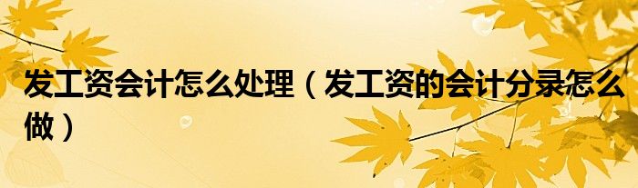 发工资会计怎么处理(发工资的会计分录怎么做)