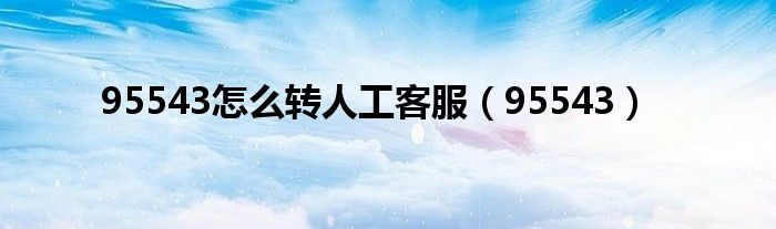 95543怎么转人工客服(95543)