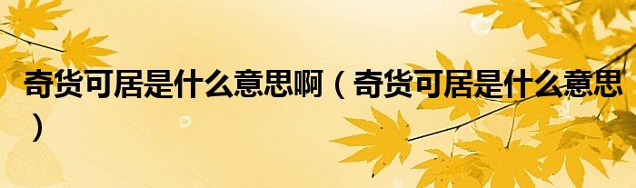 奇货可居是什么意思啊(奇货可居是什么意思)