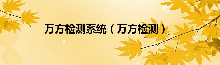 万方检测系统（万方检测）