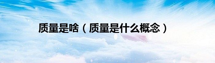 质量是啥(质量是什么概念)
