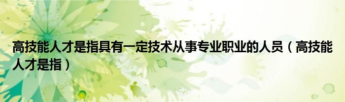 高技能人才是指具有一定技术从事专业职业的人员(高技能人才是指)