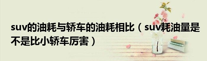 suv的油耗与轿车的油耗相比(suv耗油量是不是比小轿车厉害)