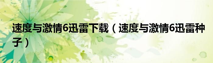 速度与激情6迅雷下载(速度与激情6迅雷种子)