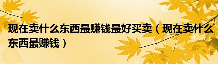 现在卖什么东西最赚钱最好买卖(现在卖什么东西最赚钱)