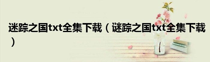 迷踪之国txt全集下载(谜踪之国txt全集下载)