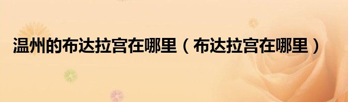 温州的布达拉宫在哪里(布达拉宫在哪里)
