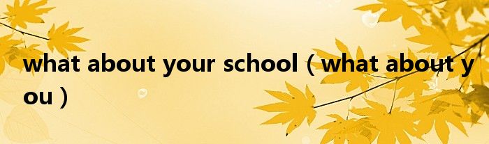 what about your school(what about you)