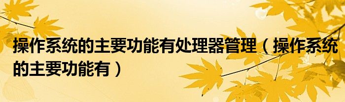操作系统的主要功能有处理器管理(操作系统的主要功能有)